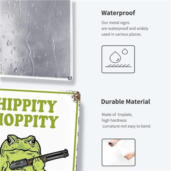 Frog Room Sign Funny Metal Tin Vintage Bedroom Door Decor Hippity Hoppity Ge - Picture 2 of 8